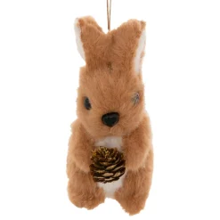 JJA Suspension de Noël (H12 cm) Lapin et pomme de pin Caramel