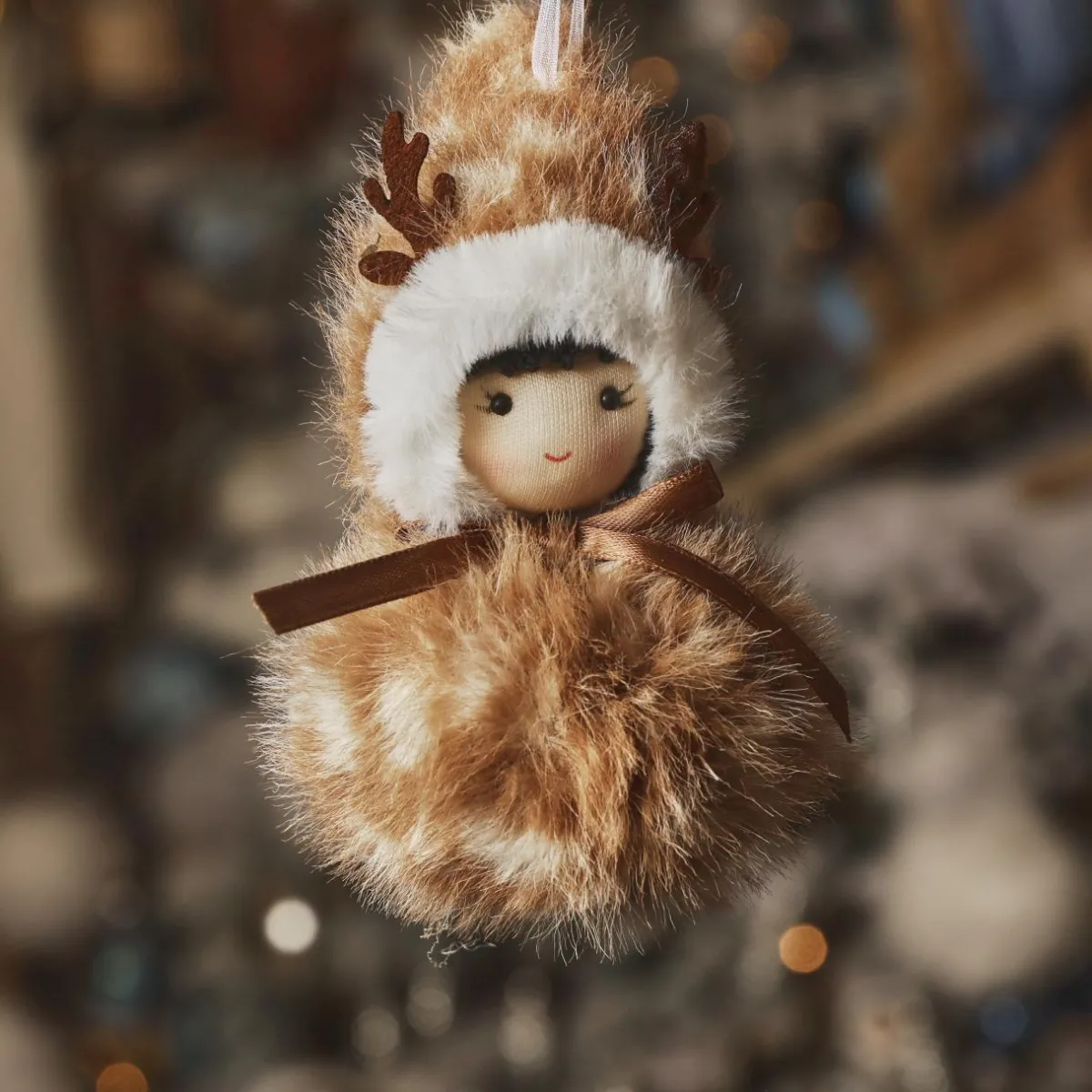 KAEMINGK Suspension de Noël (H15 cm) Pompon en fourrure clair Marron Discount