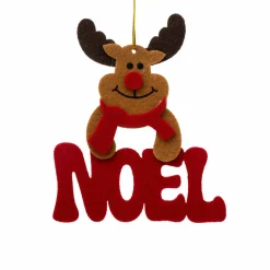 Feeric Lights & Christmas Suspension de Noël (H11 cm) Renne joyeux Rouge New