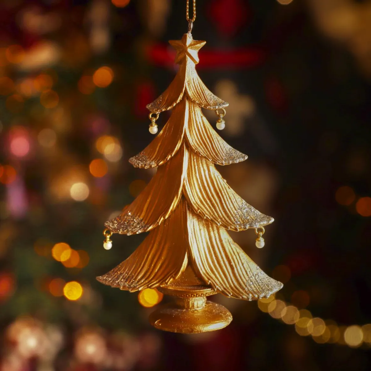 KAEMINGK Suspension de Noël (H12 cm) Sapin scintillant Dé Or Best