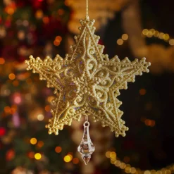 KAEMINGK Suspension de Noël (H13 cm) Étoile de Rêve Dé pailleté Or Discount
