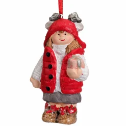 KAEMINGK Suspension de Noël terre cuite (H8 cm) Chérubine Rouge Outlet