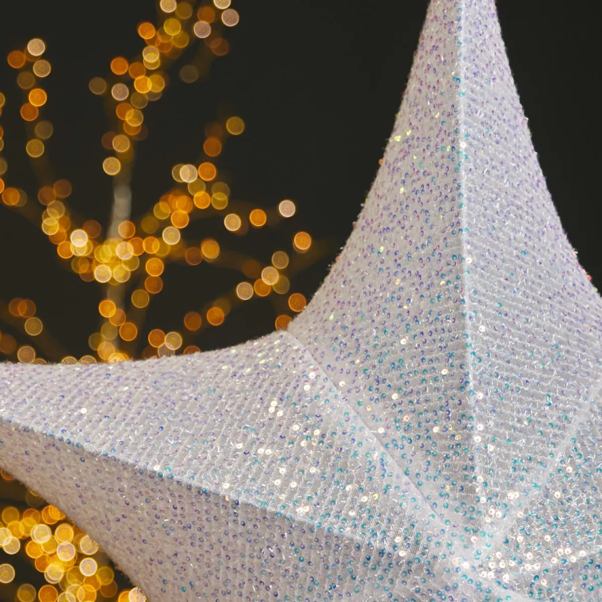 KAEMINGK Suspension géante (D135 cm) Étoile de Noël Christmas pailleté Irisé Blanc irisé Hot