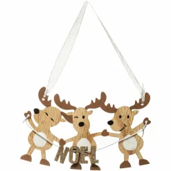 Feeric Lights & Christmas Suspension (H17 cm) Trio rennes en bois de Noël Naturel Sale