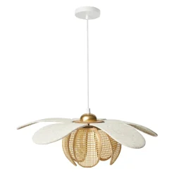 OSTARIA Suspension lin et bambou (D50 cm) Madagascar Beige New