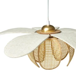 OSTARIA Suspension lin et bambou (D50 cm) Madagascar Beige New