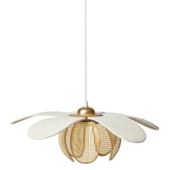 OSTARIA Suspension lin et bambou (D50 cm) Madagascar Beige New