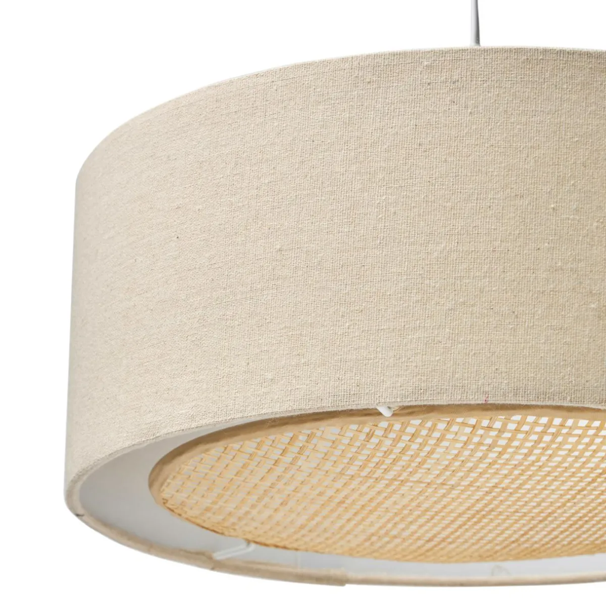 OSTARIA Suspension lin et bambou (D35 cm) Ambre Beige