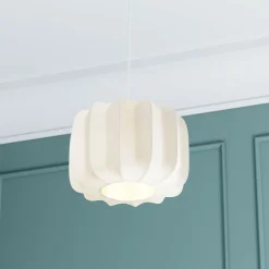 Atmosphera, cru017dateur d'intu017drieur Suspension luminaire coton (37 x 24 cm) Toby Blanc
