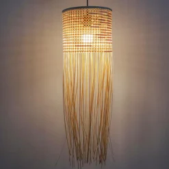 EMINZA Suspension lumineuse à franges en bambou (H85 cm) Maoki Naturel Discount