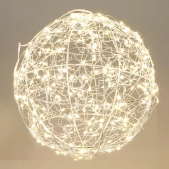KOOPMAN Suspension lumineuse 300 micro LED (D25 cm) Lueur Polaire et blanc chaud Argent Outlet