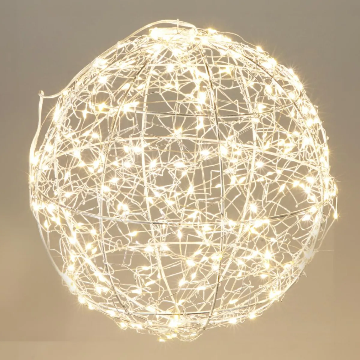 KOOPMAN Suspension lumineuse 300 micro LED (D25 cm) Lueur Polaire et blanc chaud Argent Outlet