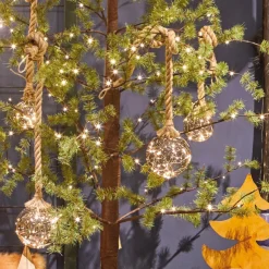 KAEMINGK Suspension lumineuse à piles 30 LED (D14 cm) Boule de Noël ambrée Blanc chaud Ambre Outlet