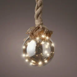 KAEMINGK Suspension lumineuse à piles 30 LED (D14 cm) Boule de Noël ambrée Blanc chaud Ambre Outlet