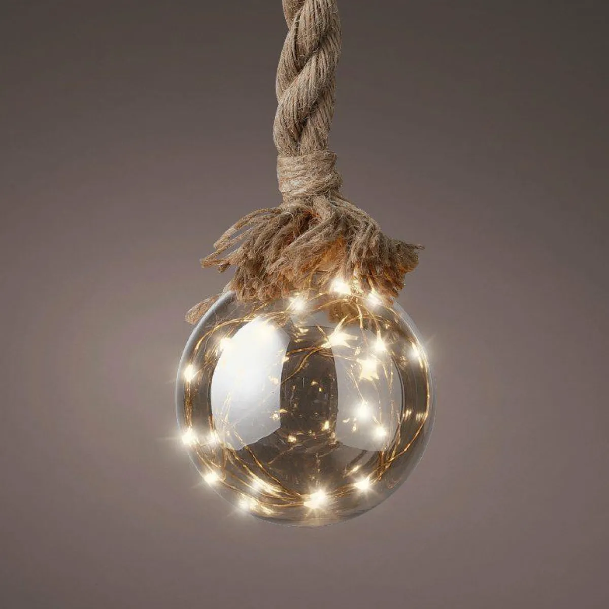KAEMINGK Suspension lumineuse à piles 30 LED (D14 cm) Boule de Noël ambrée Blanc chaud Ambre Outlet