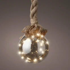KAEMINGK Suspension lumineuse à piles 30 LED (D14 cm) Boule de Noël ambrée Blanc chaud Ambre Outlet
