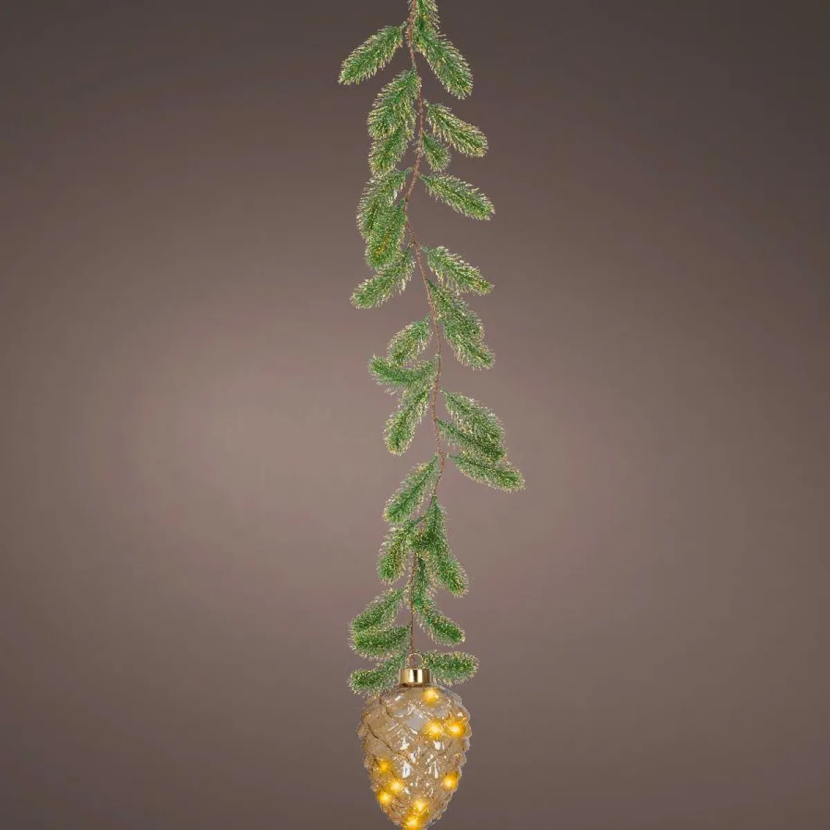 KAEMINGK Suspension lumineuse à piles 15 LED (H21 cm) Sapinette et Pomme de pin Blanc chaud Hot