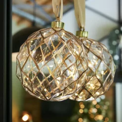 KAEMINGK Suspension lumineuse à piles 30 LED (D14 cm) Vintage et blanc chaud Or