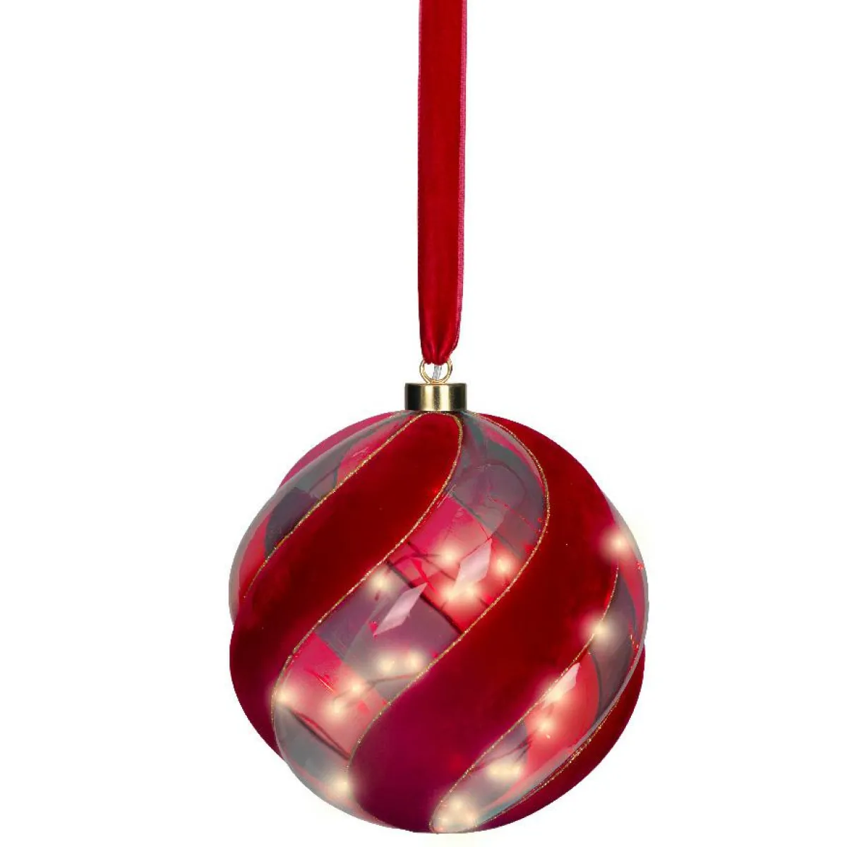 KAEMINGK Suspension lumineuse à piles 40 LED (D20 cm) Boule de Venezia Rouge Hot