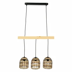 OSTARIA Suspension lumineuse bambou 3 douilles (L60 cm) Domo Naturel
