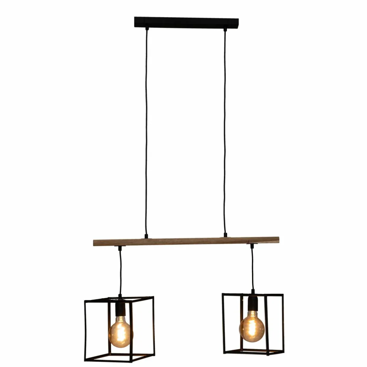 ATMOSPHERA Suspension lumineuse bois acacia (L70 x H120 cm) Edena Noir New