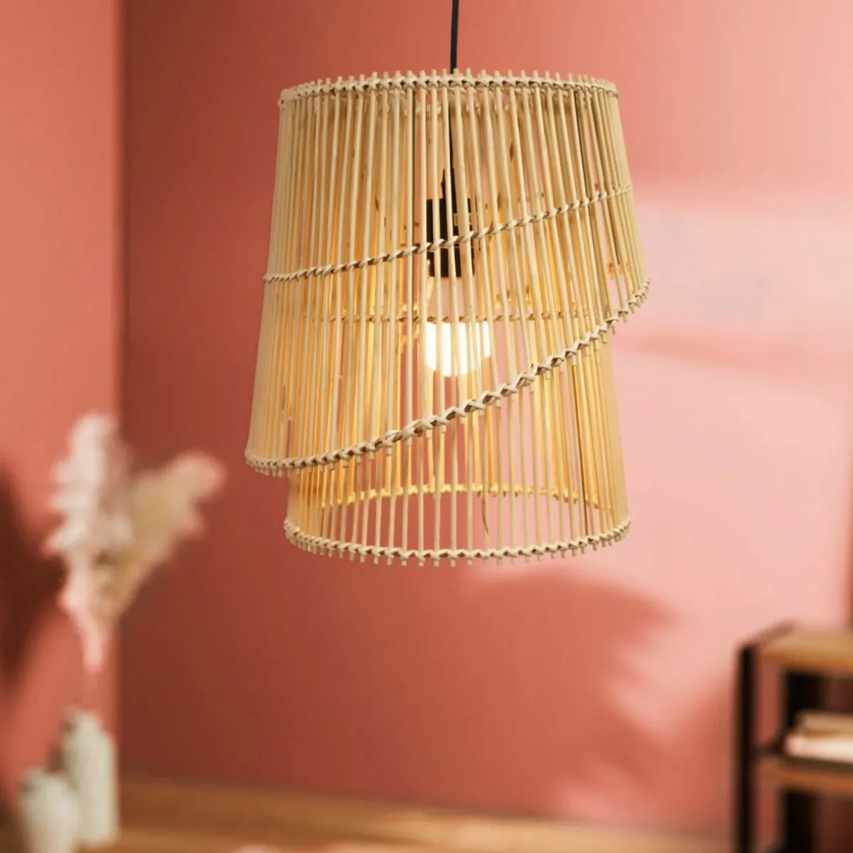 EMINZA Suspension lumineuse design en bambou (H36 cm) Alicante Naturel