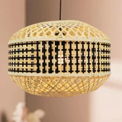 EMINZA Suspension lumineuse en bambou (D45 cm) Huesca et naturel Noir Best