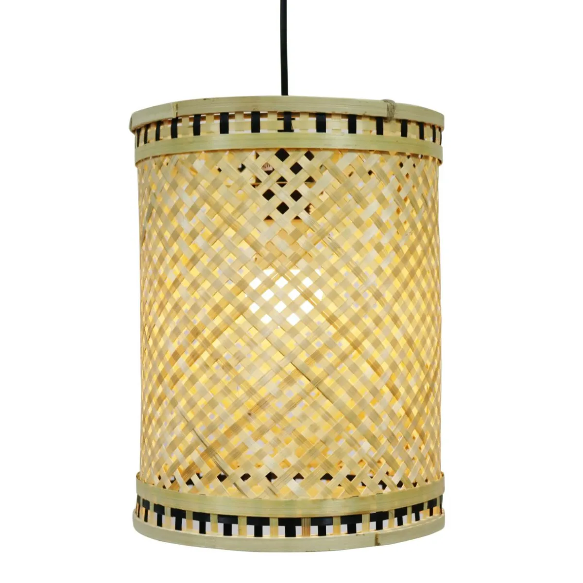 EMINZA Suspension lumineuse en bambou (H30 cm) Estepona Noir et Naturel Sale