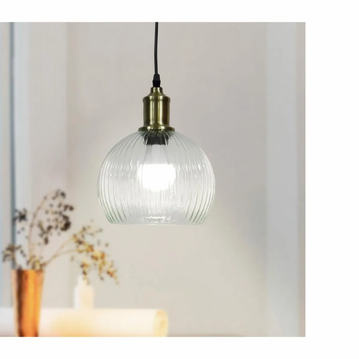 EMINZA Suspension lumineuse en verre (D20 cm) Velden Transparent Outlet