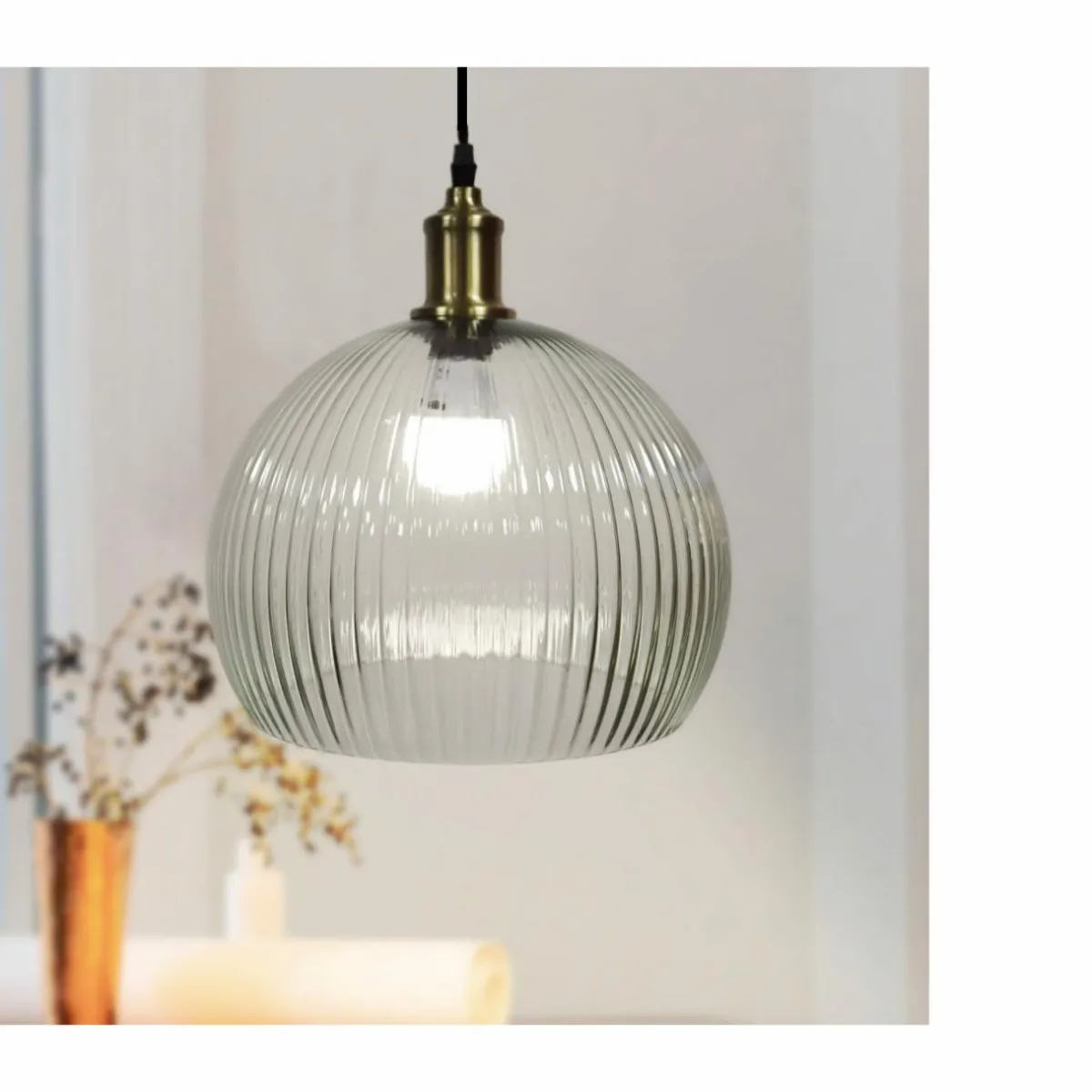 EMINZA Suspension lumineuse en verre (D30 cm) Velden Transparent