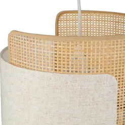 OSTARIA Suspension lumineuse lin et bambou (D28,5 cm) Bourgeon Beige
