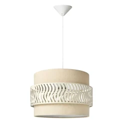 OSTARIA Suspension lumineuse métal et tissu (D34 cm) Oyona Beige