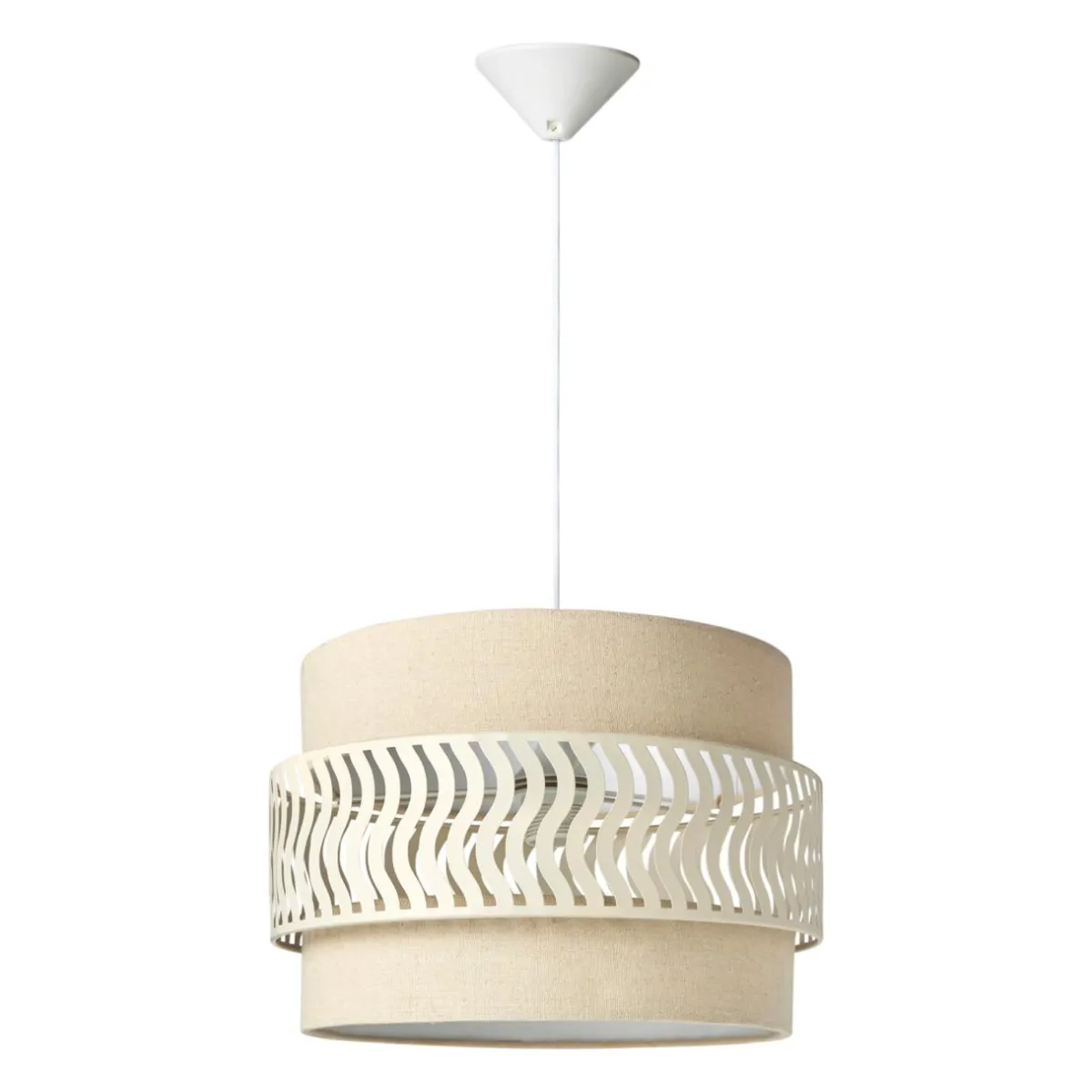 OSTARIA Suspension lumineuse métal et tissu (D34 cm) Oyona Beige