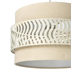 OSTARIA Suspension lumineuse métal et tissu (D34 cm) Oyona Beige