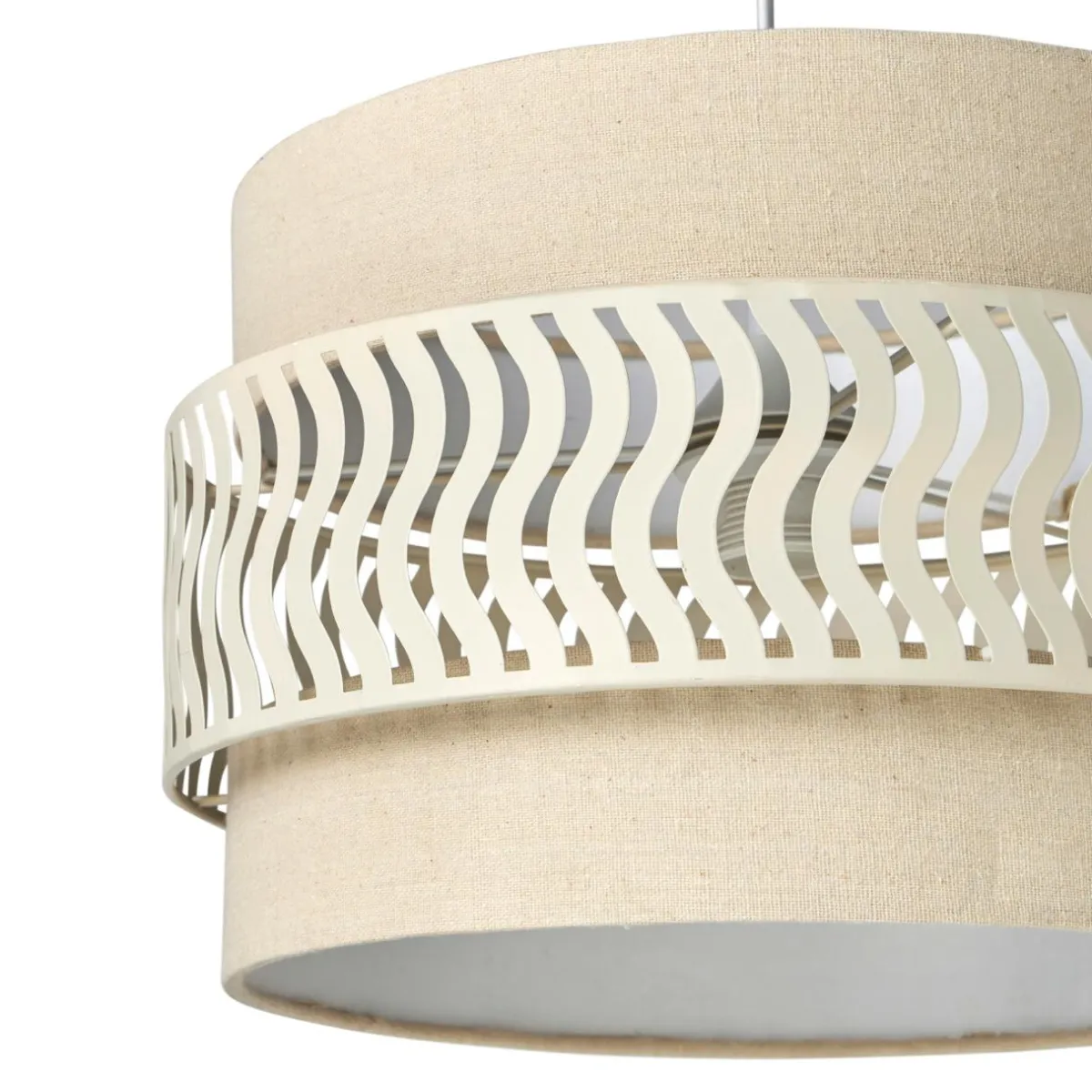 OSTARIA Suspension lumineuse métal et tissu (D34 cm) Oyona Beige