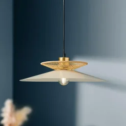 OSTARIA Suspension lumineuse métal et bambou (D36 cm) Envertito Beige Best
