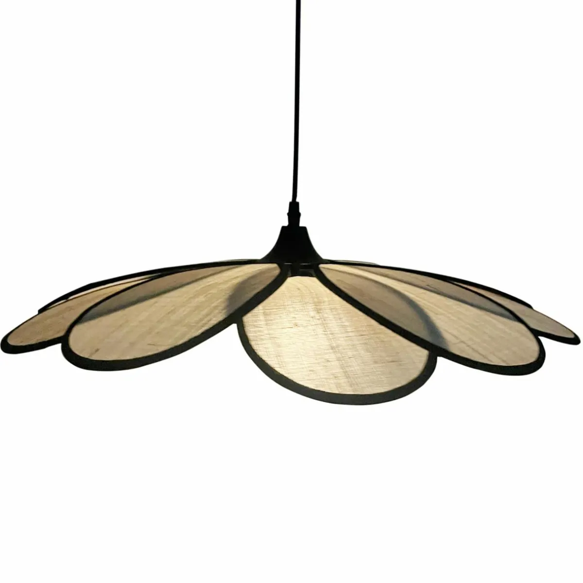 EMINZA Suspension lumineuse pétale en rotin (D58 cm) Segovia et beige Noir Sale