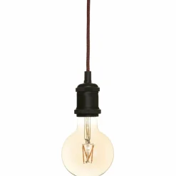 ATMOSPHERA Suspension lumineuse simple (H120 cm) et cordon rouge Noir Outlet