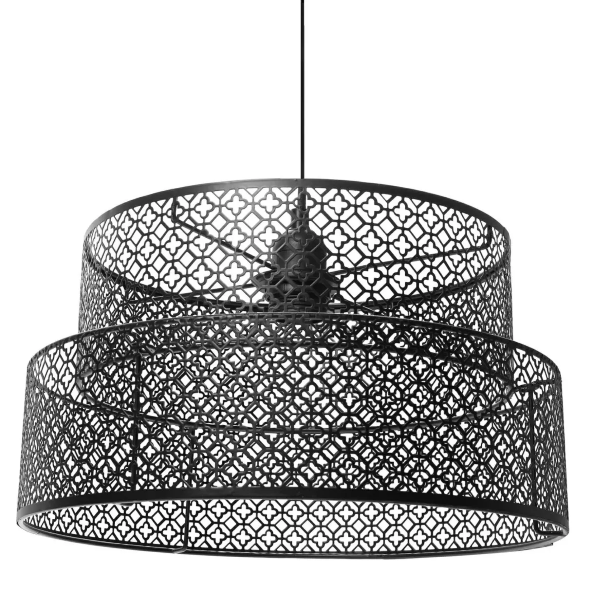 OSTARIA Suspension ronde métal marocaine (D34 cm) Gigogne Noir New