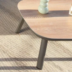 MOBELLIA Table basse de jardin carrée en aluminium Amalfi Gris Anthracite Clearance