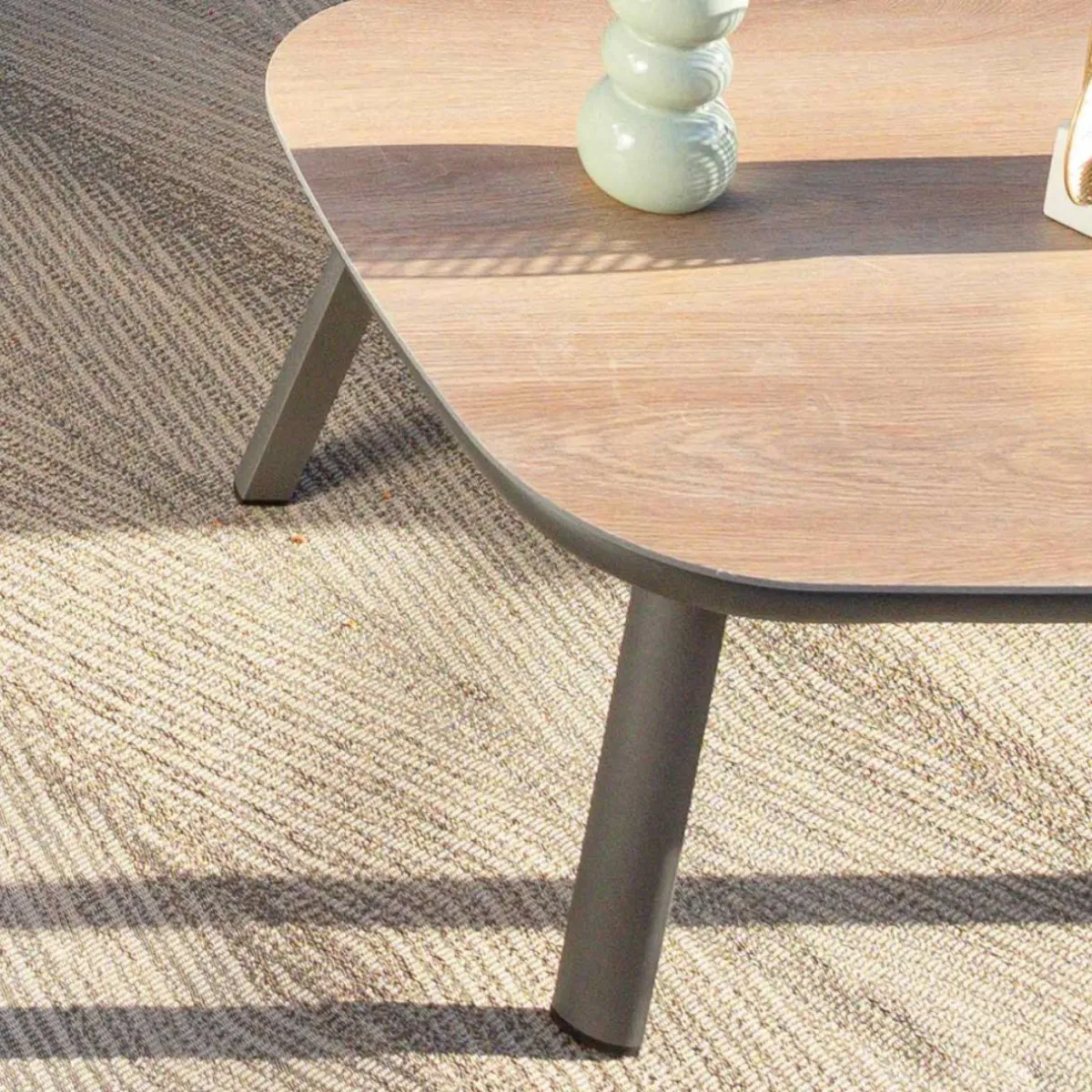 MOBELLIA Table basse de jardin carrée en aluminium Amalfi Gris Anthracite Clearance