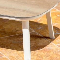 MOBELLIA Table basse de jardin carrée aluminium Amalfi Blanc Sale