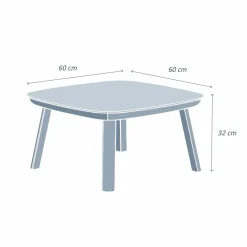 MOBELLIA Table basse de jardin carrée aluminium Amalfi Blanc Sale
