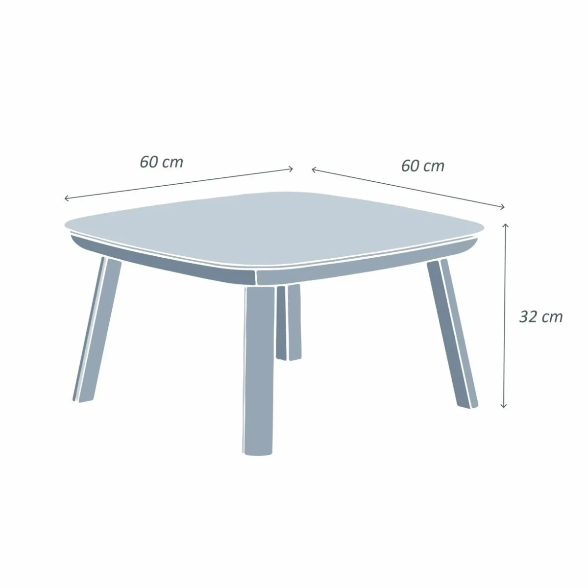 MOBELLIA Table basse de jardin carrée aluminium Amalfi Blanc Sale
