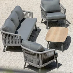 MOBELLIA Table basse de jardin rectangulaire en aluminium Amalfi Gris Anthracite