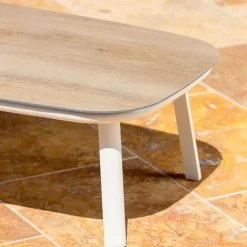 MOBELLIA Table basse de jardin rectangulaire aluminium Amalfi Blanc Clearance
