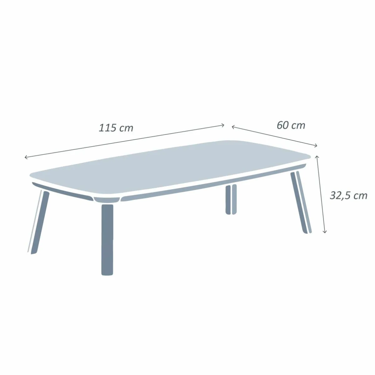 MOBELLIA Table basse de jardin rectangulaire aluminium Amalfi Blanc Clearance