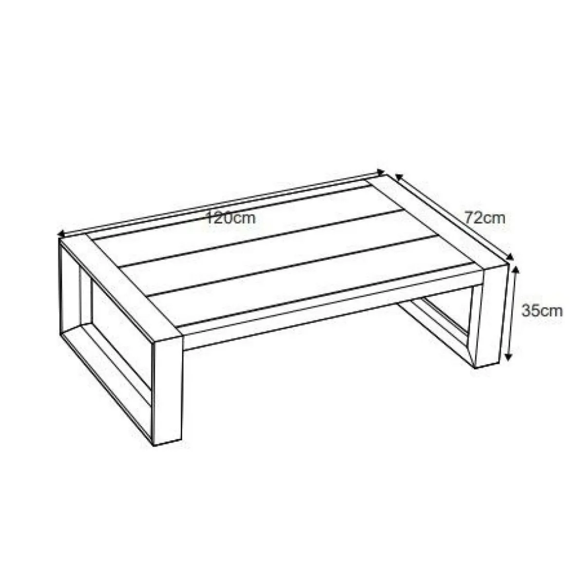 MOBELLIA Table basse de jardin rectangulaire en alumininum (120 x 72 cm) Elba Gris Anthracite Outlet