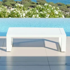 MOBELLIA Table basse de jardin rectangulaire en alumininum (120 x 72 cm) Elba Blanc Discount