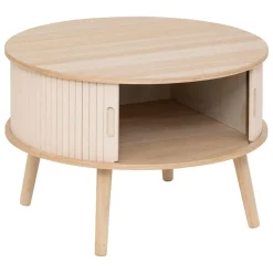 Atmosphera, cru017dateur d'intu017drieur Table basse ronde en bois (H40 cm) Nysos Crème Beige Online